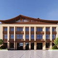 New Chinese Public Building Activity Office 3d model