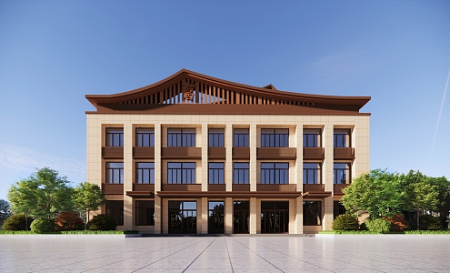 New Chinese Public Building Activity Office 3d model