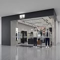 Modern Clothing Store Interior Featuring Stylish Outfits On Racks And Display Shelves
