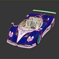 Blue And White Supercar With Transparent Roof Green Interior And Aerodynamic Rear Spoiler Sleek Design