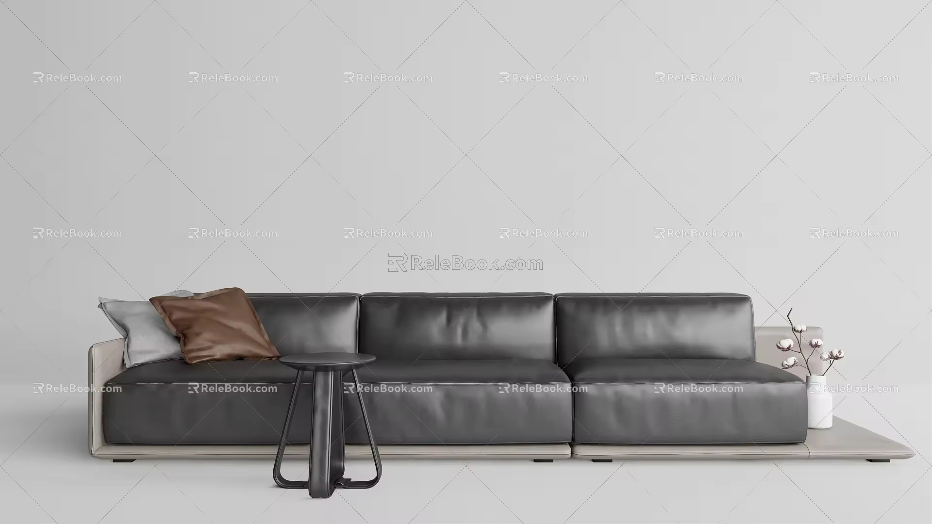 Modern three-person sofa multi-person sofa side combination 3d model