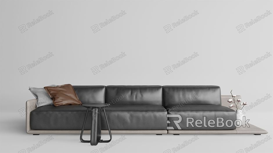 Modern three-person sofa multi-person sofa side combination model