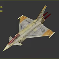 Modern Fighter Jet Model With Gray Body Orange White Wings Streamlined Design And Twin Engines