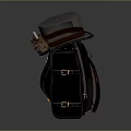 Steampunk Backpack Design With Top Hat Telescope like Device and Gear Decorations