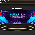 Modern NIIMBOT New Product Launch Stage with Colorful Background Multi tiered Circular Design