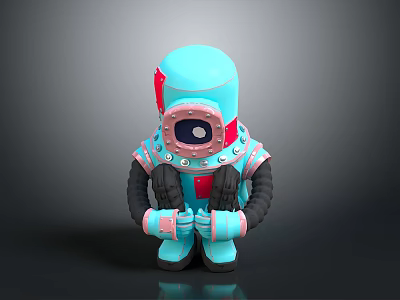 Cute Blue Game Movie Character With Red Accents Black Arms And Pink Gloves 3d model