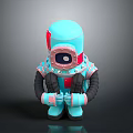 Cute Blue Game Movie Character With Red Accents Black Arms And Pink Gloves