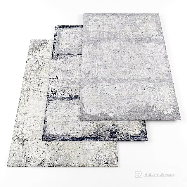 Modern Square Rugs With Abstract Gray White Textured Pattern For Home Decor 3d model