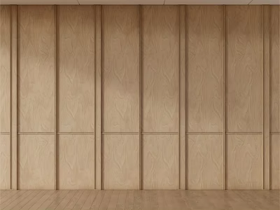 Light Wood Accent Wall With Vertical Panels And Natural Texture In Minimalist Interior 3d model