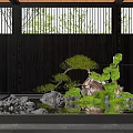Serene Zen Style Indoor Landscape With Rockery Pine Tree Water Pool And Green Plants