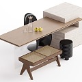 Modern Middle Ancient Style Nakajima Dining Table and Chair 3d model