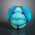 Glossy Blue Metallic Beetle Close Up View With Symmetrical Segmented Carapace