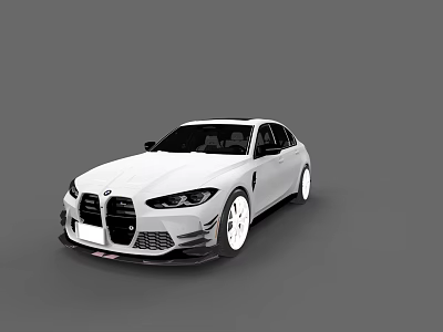 White BMW Sports Sedan With Sporty Front Grille Alloy Wheels And Body Lines 3d model