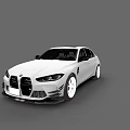 White BMW Sports Sedan With Sporty Front Grille Alloy Wheels And Body Lines