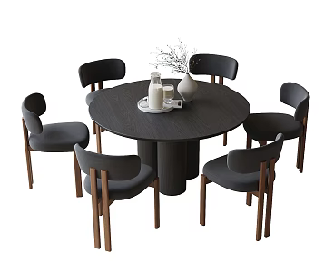 Modern Dining Table and Chair Combination Dining Chair Single Chair 3d model