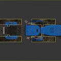 Blue Tracked Agricultural Tractor With Muddy Tracks And Heavy Duty Design
