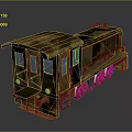 Rusted Vintage Green Train Model With Red Wheels And Old Metal Windows