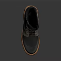 Stylish Dark Gray Lace Up Mid Calf Boots Leather Canvas Upper Brown Laces Rubber Sole