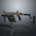 Tactical Submachine Gun With Black Orange Finish Grip Stock And Rail System