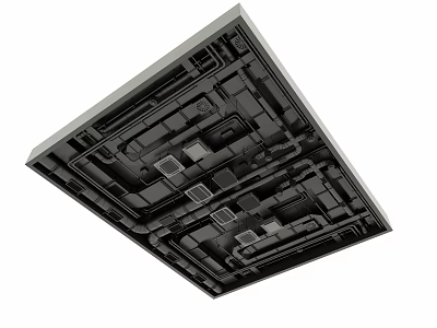 Interior Ceiling Structure With Metal Framework Pipes And Installation Components 3d model