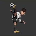 Soccer Training Equipment Showcased By Cartoon Character Kicking Ball And Golden Shoes