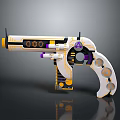 Futuristic Sci Fi Weapon Gun With White Yellow Purple Mechanical Design Features 3d model