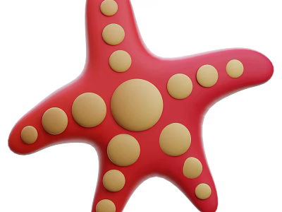 Red Starfish Shaped Food With Yellow Dots And Decorative Design 3d model