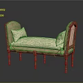 Classical Wooden Daybed With Beige Cushions Carved Frame And Slender Legs