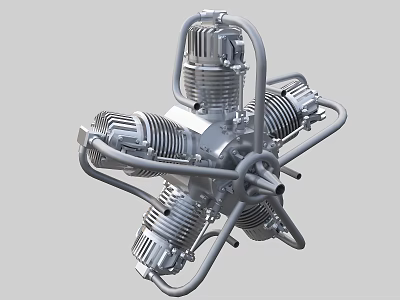 Industrial Radial Engine Featuring Multi Cylinder Metal Structure And Connecting Pipes 3d model