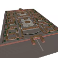 Traditional Ancient Architecture With Symmetrical Layout Yellow Roofs And Red Walls
