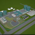 Industrial Plant Layout With Large Storage Tanks Buildings And Supporting Infrastructure