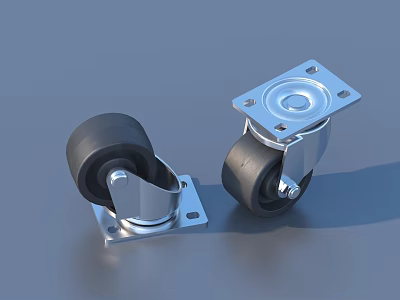 Heavy Duty Swivel Casters With Rubber Wheels And Metal Base For Furniture 3d model