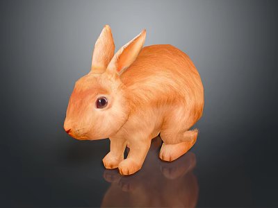 Orange Plush Rabbit Toy With Soft Fur Big Ears And Realistic Features 3d model