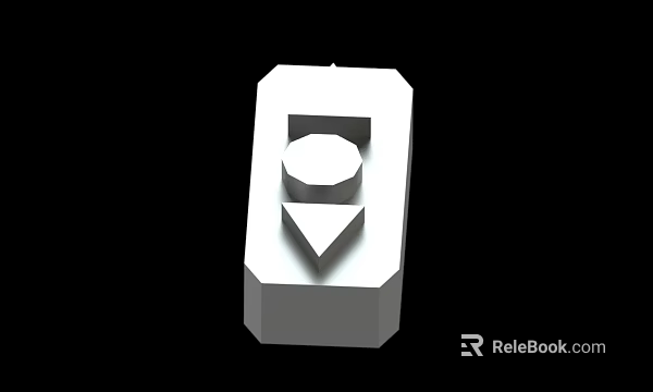 White Three Dimensional Geometric Object With Circular And Triangular Elements On Black Background 3d model 