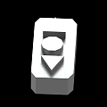 White Three Dimensional Geometric Object With Circular And Triangular Elements On Black Background