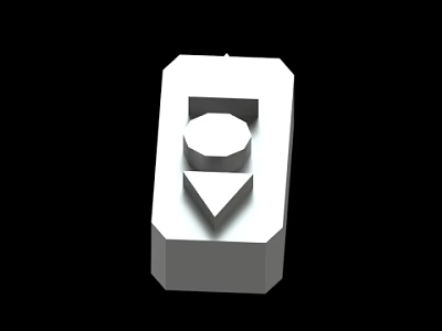 White Three Dimensional Geometric Object With Circular And Triangular Elements On Black Background 3d model