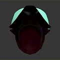 Detailed Man Bust Wearing Red Top Hat With Blue Glowing Base