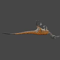 Striped Long Neck Dinosaur 3D Model With Running Posture And Sharp Claws 3d model