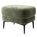 Gray Upholstered Ottoman With Black Slim Legs Modern Living Room Furniture