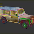 Vintage Military Off Road Vehicle With White Roof Rusty Body And Muddy Texture