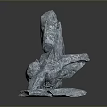 Artistic Wood And Stone Sculpture With Blue Gray Texture And Irregular Shape