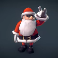 Santa Claus In Red Costume With Sunglasses Making Peace Sign Gesture