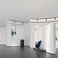Traditional Cultural Center Interior With Art Paintings Exhibition Screens And Soft Lighting