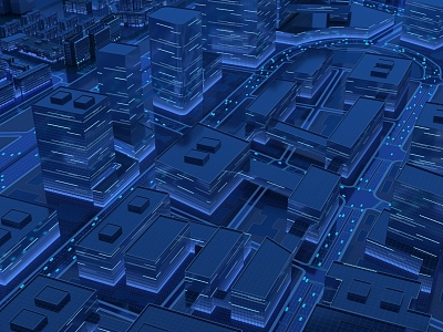 Technology City Wireframe City Cyberpunk Virtual City Smart Transportation 5G City Digital City 3d model