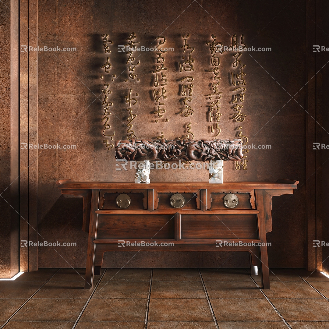 Chinese Entrance New Chinese Entrance Zen Entrance Zen Decoration Zen Background 3d model