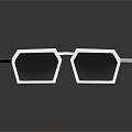 Hexagonal Sunglasses With White Frame And Black Lenses On Black Background With Reflection 3d model