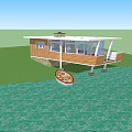 Cozy Wooden House Surrounded By Trees Near Lake With Lily Pads And Sunlight
