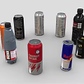 Diverse Collection of Beverages in Cans and Bottles with Colorful Packaging
