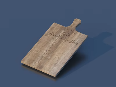 Wooden Cutting Board With Handcrafted Design Ergonomic Handle And Natural Wood Grain 3d model