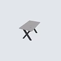 Modern Desk Featuring Light Wooden Tabletop Black X Shaped Legs Gray Wall And Light Floor